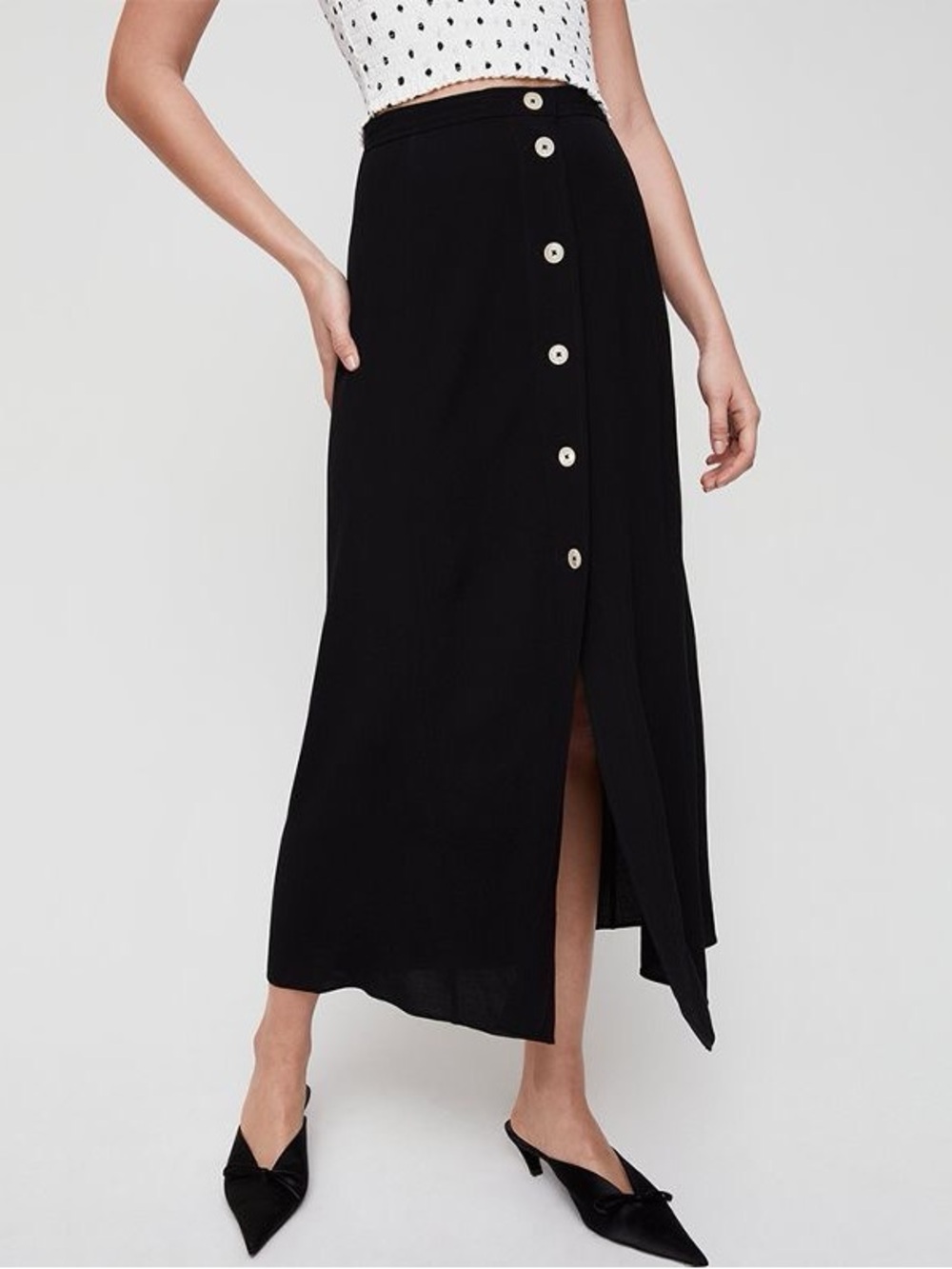 Wilfred Black Midi Skirt Size 6 Aritzia #67858